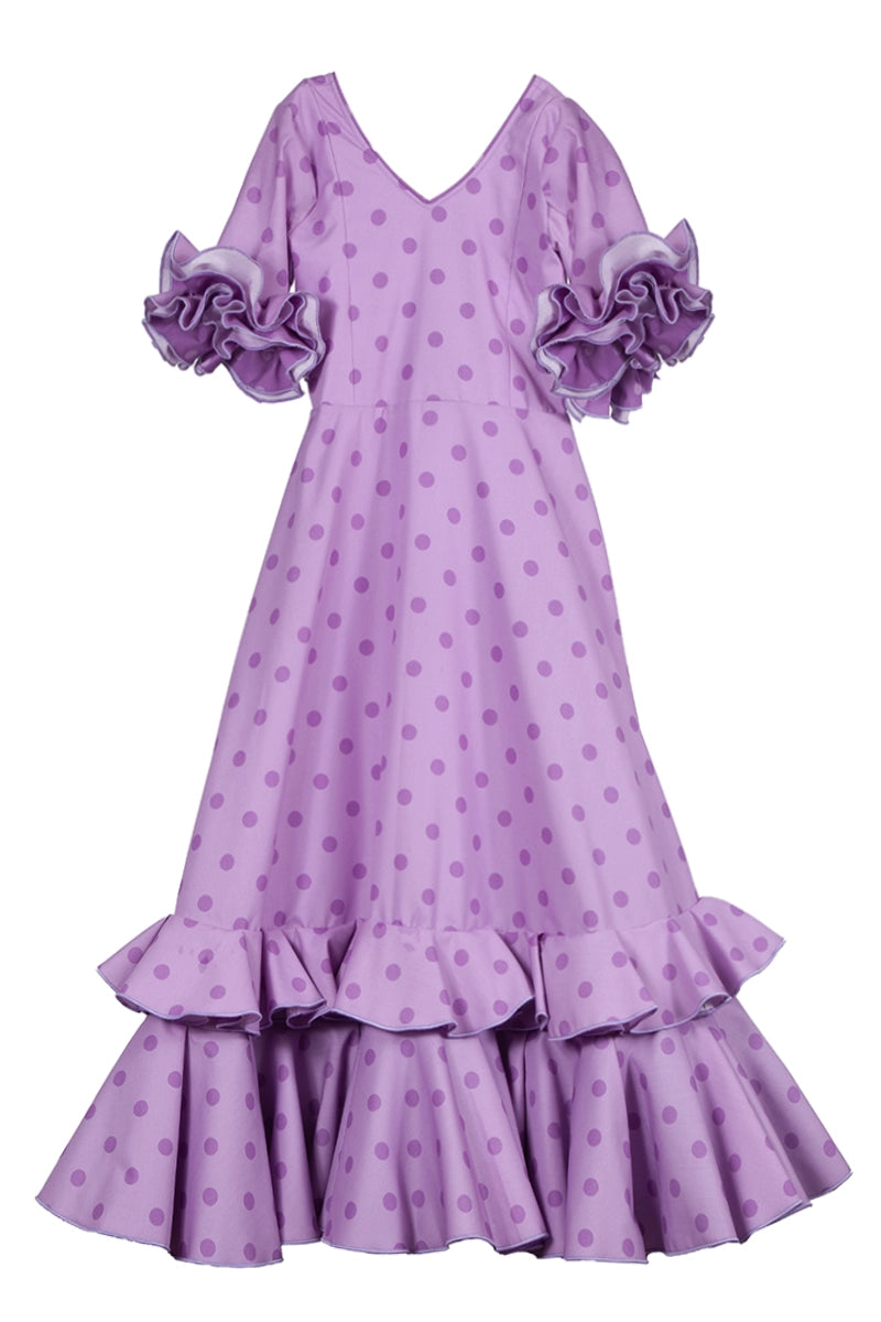 Vestido flamenca malva lunar a tono Mibebesito