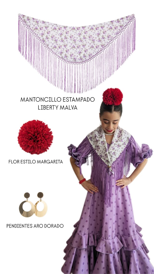 Vestido flamenca malva lunar a tono Mibebesito