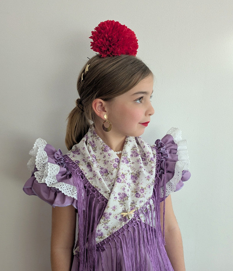 Pendientes flamenca para niña tipo aro dorado con cierre a presión en varias tallas - MiBebesito