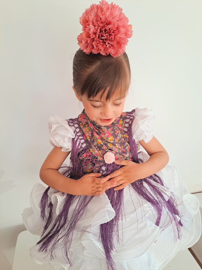 Mantoncillo flamenca niña estampado morado MiBebesito