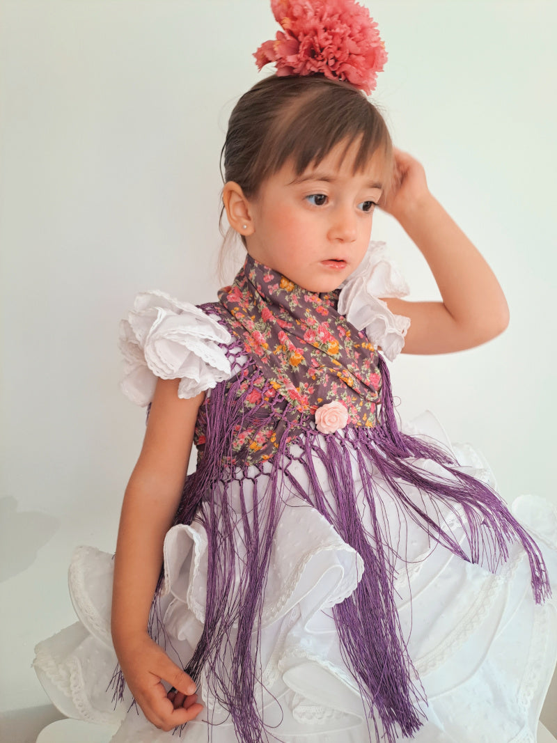 Mantoncillo flamenca niña estampado morado MiBebesito