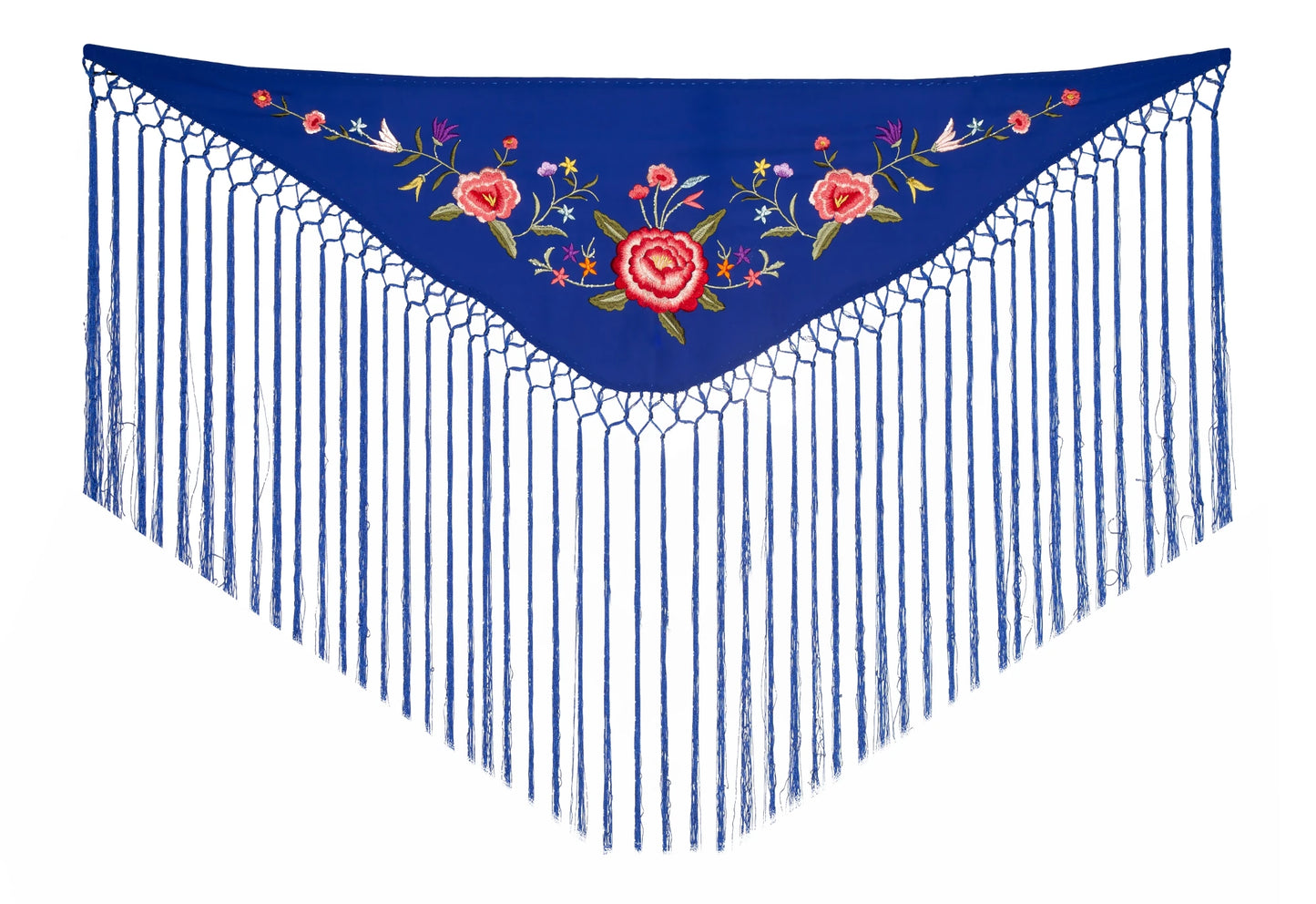 Mantoncillo niña bordado flores azul eléctrico - Mibebesito