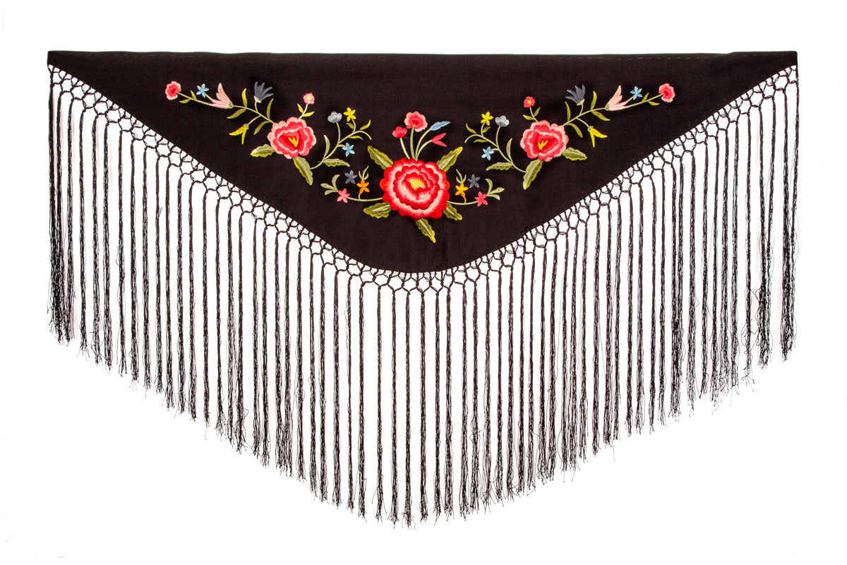 Mantoncillo para niña bordado niña negro - MiBebesito