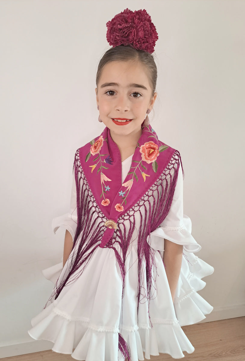 Mantoncillo niña bordado niña buganvilla Mibebesito