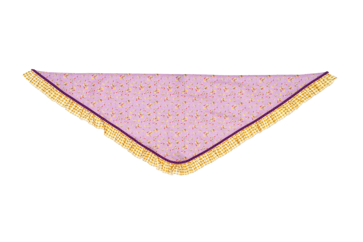 Pañoleta niña florecitas malva y mostaza