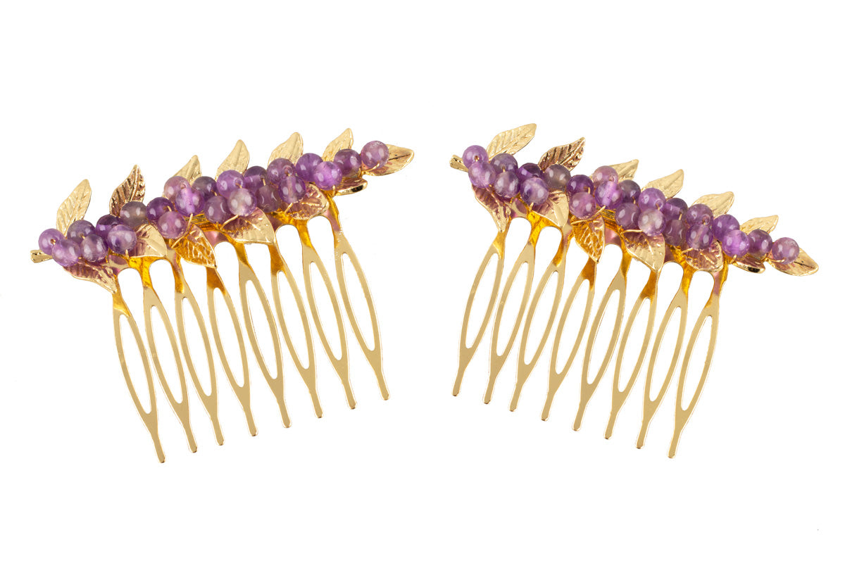 Peinecillo pelo flamenca piedras moradas - MiBebesito