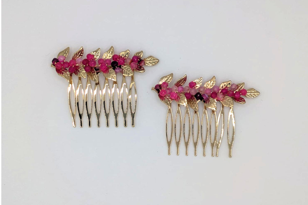 Peinecillo flamenca niña para el pelo piedrecitas rosas MiBebesito