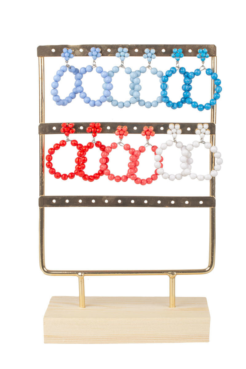 Pendientes flamenca para niña con aro de bolas y flor, disponibles en varios colores - MiBebesito