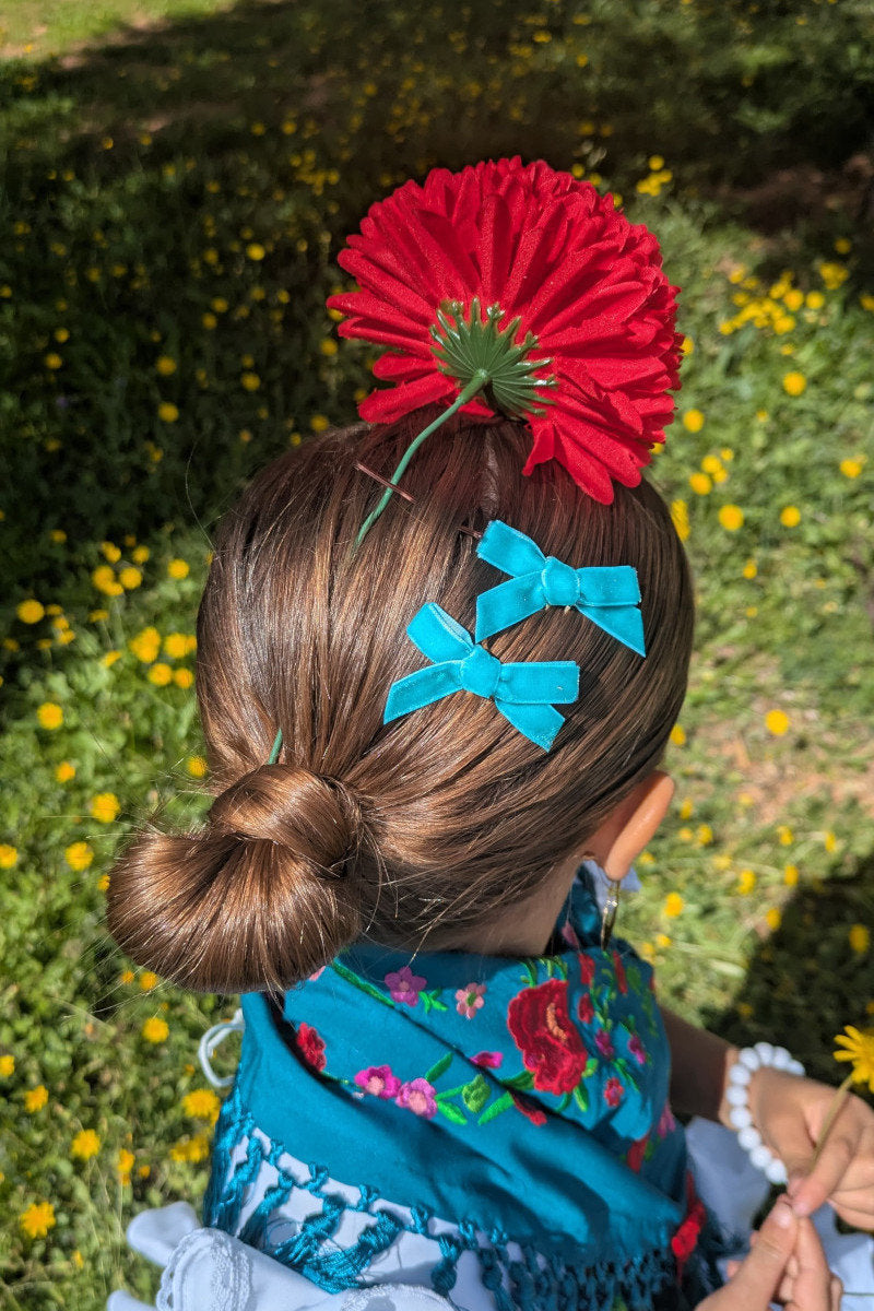 Peinecillos Lazo Terciopelo Niña (2 Uds) - Accesorios Para el Pelo MiBebesito