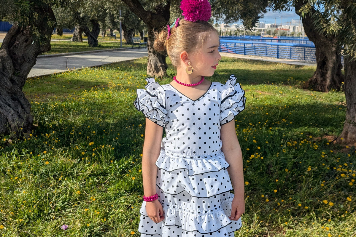Pulseras flamencas para niña con bolas de colores, ideales para traje de flamenca - MiBebesito