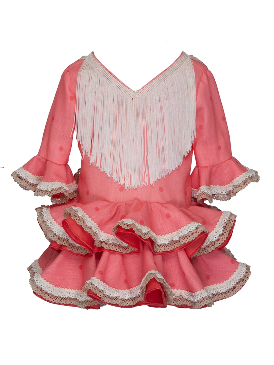 Traje flamenca bebé coral lunar a tono MiBebesito