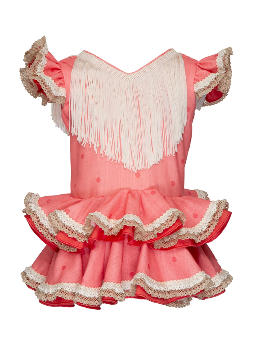 Traje flamenca bebé coral lunar a tono MiBebesito
