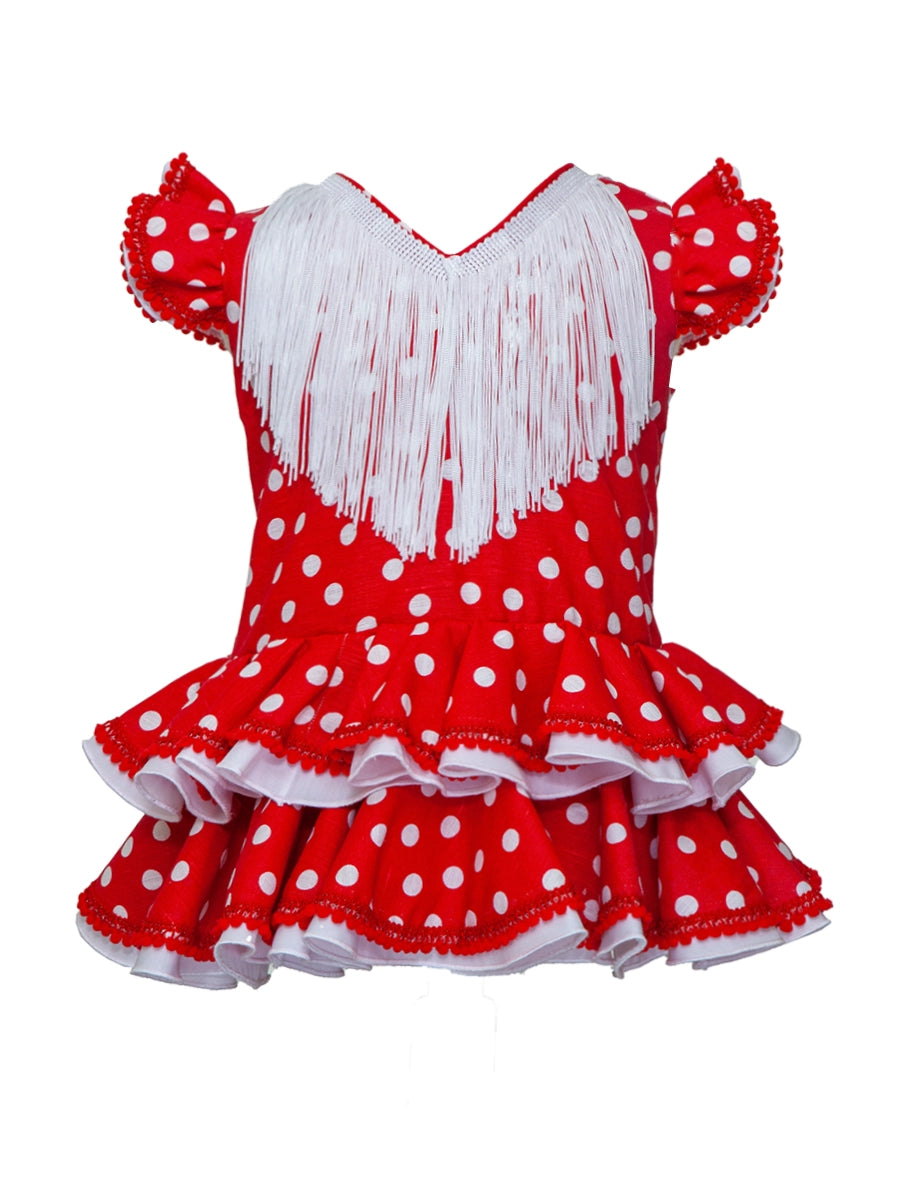 Traje flamenca bebé rojo lunar blanco MiBebesito