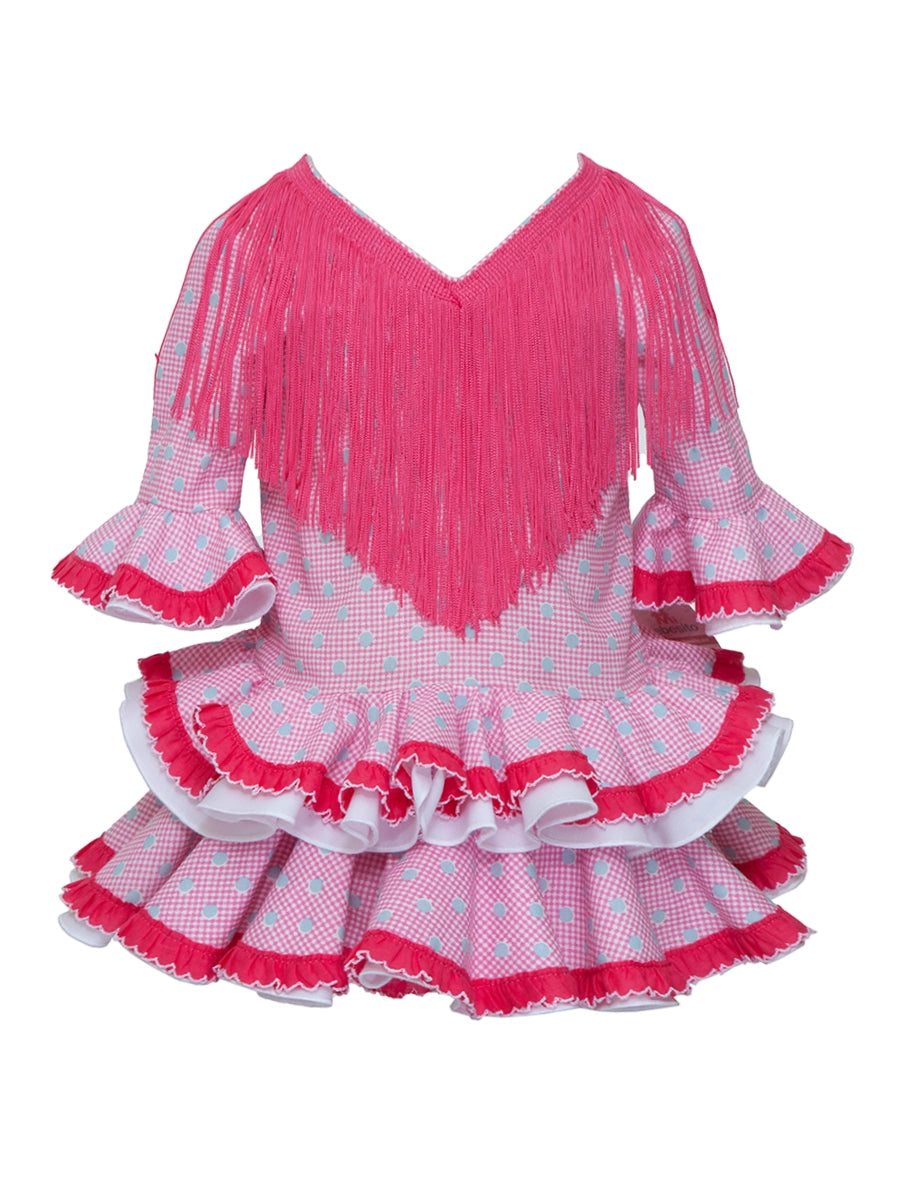 Traje flamenca bebé vichy fucsia MiBebesito