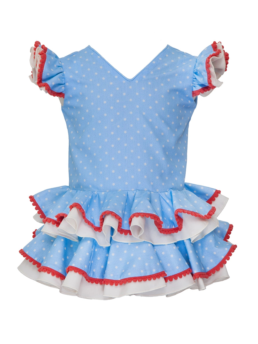 Traje de flamenca bebé celeste y teja MiBebesito
