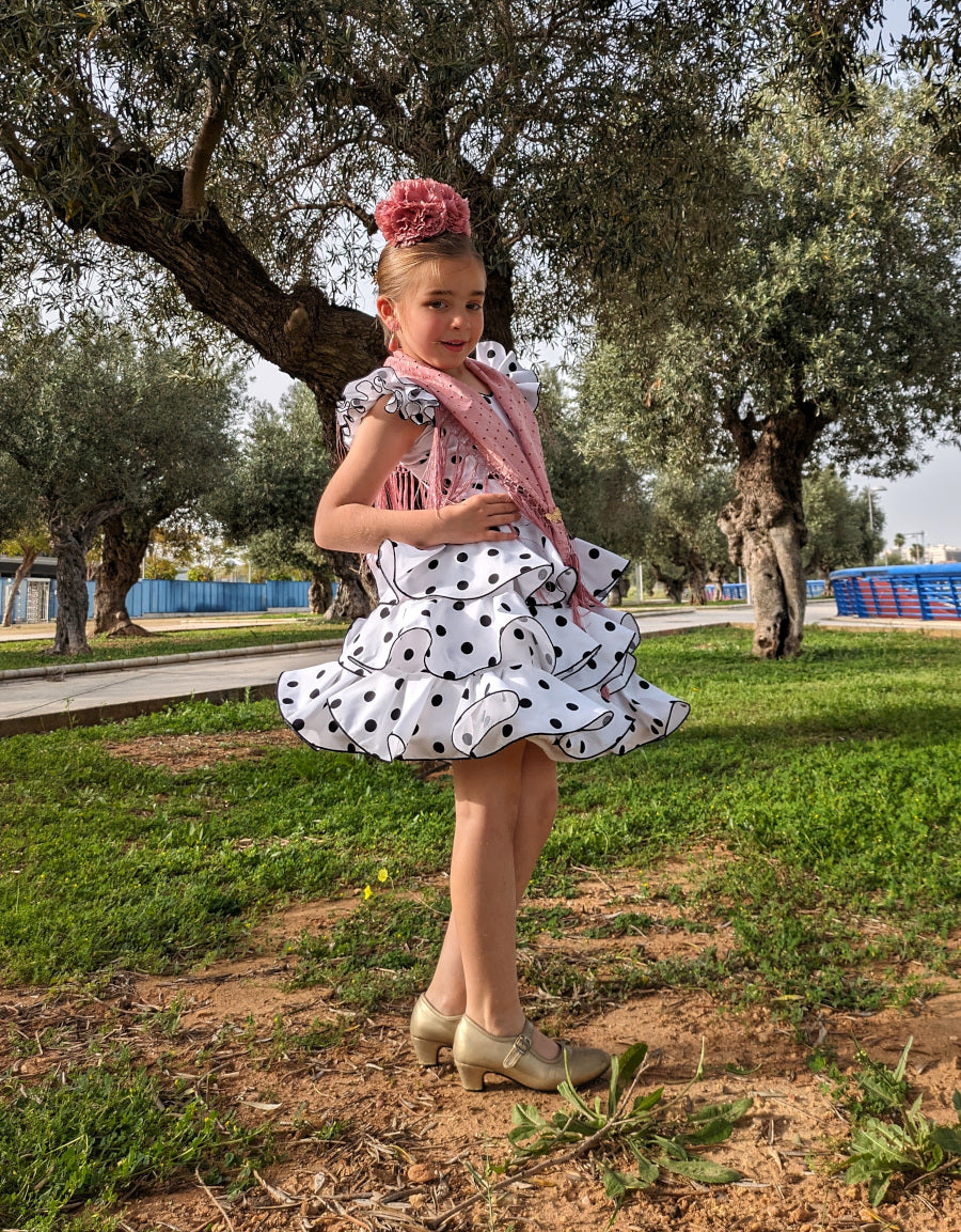 Traje de flamenca niña lunar negro MiBebesito