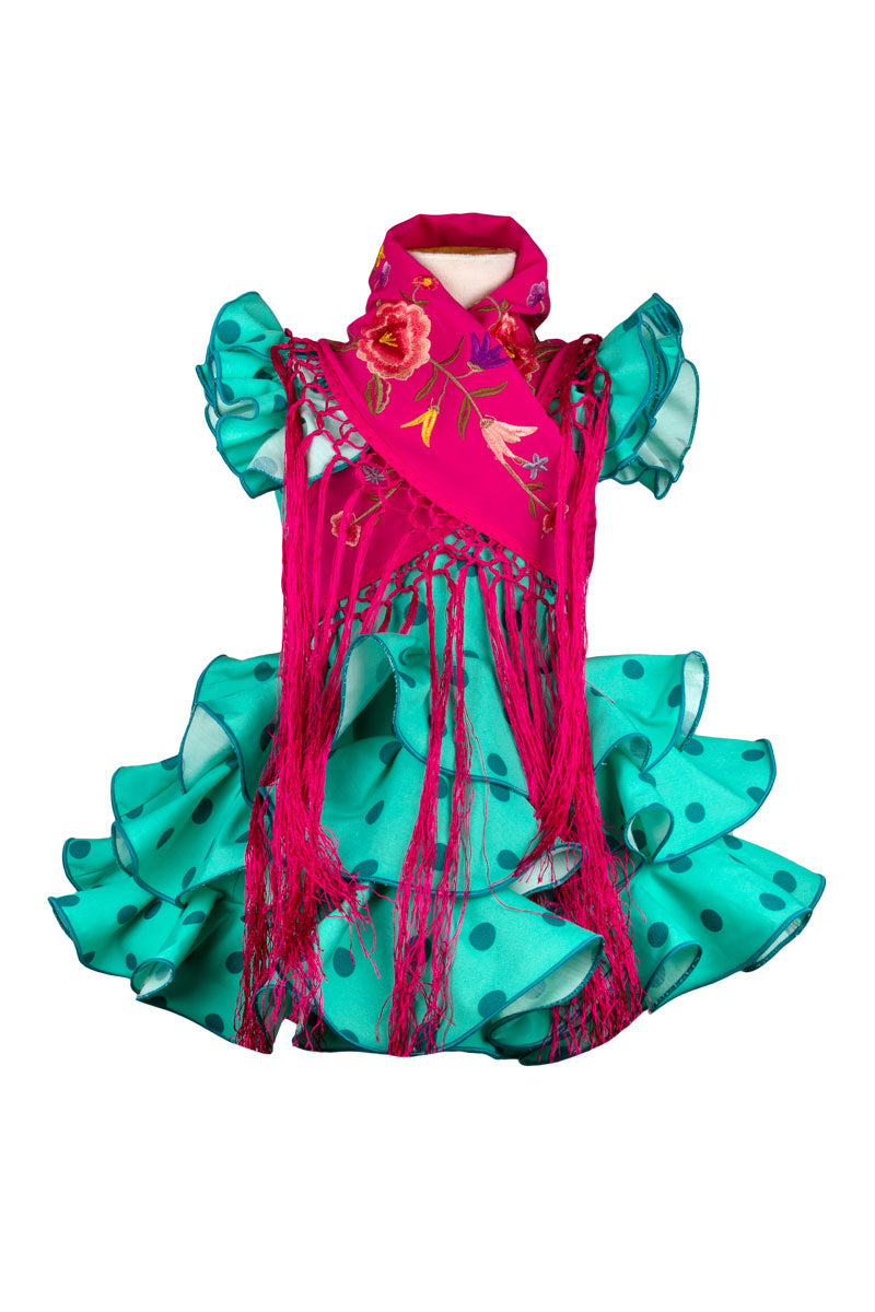 Vestido de flamenca corto niña verde MiBebesito