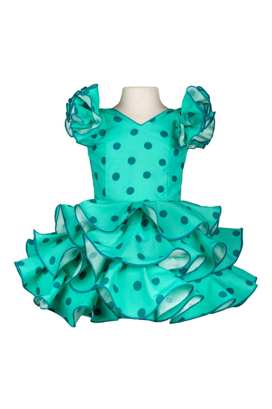 Vestido de flamenca corto niña verde MiBebesito