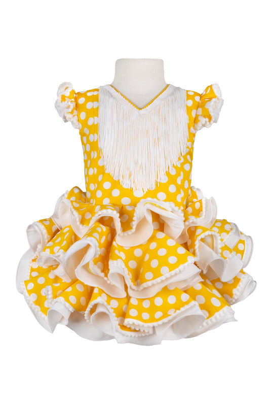 Vestido de flamenca corto niña amarillo