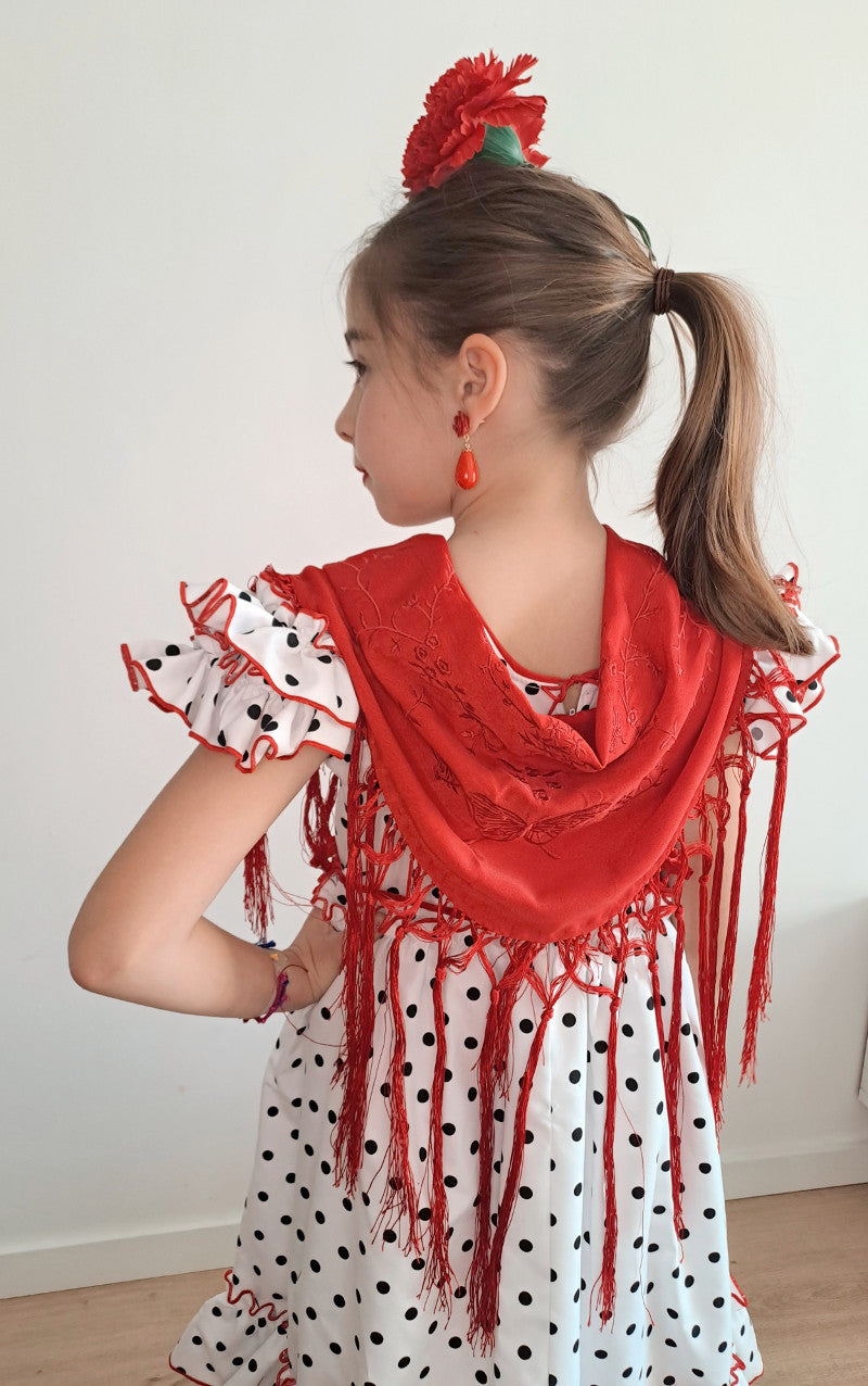 Vestido flamenca blanco lunar negro niña MiBebesito