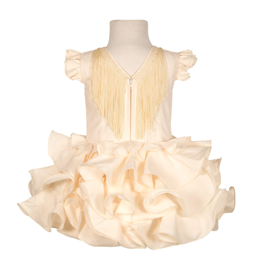 Traje de flamenca niña clásico beige barato MiBebesito