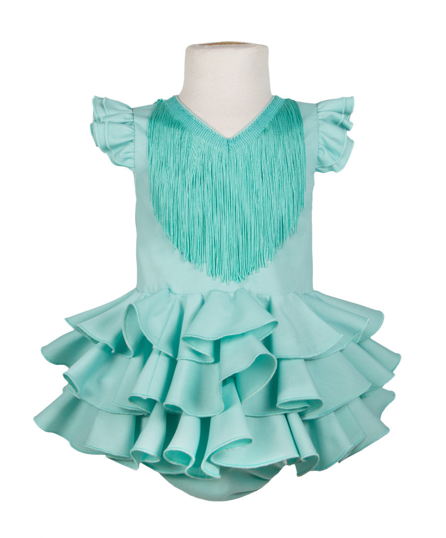 Traje de flamenca bebe clásico verde agua