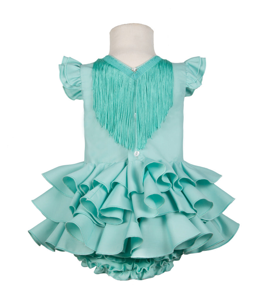Traje de flamenca bebe clásico verde agua