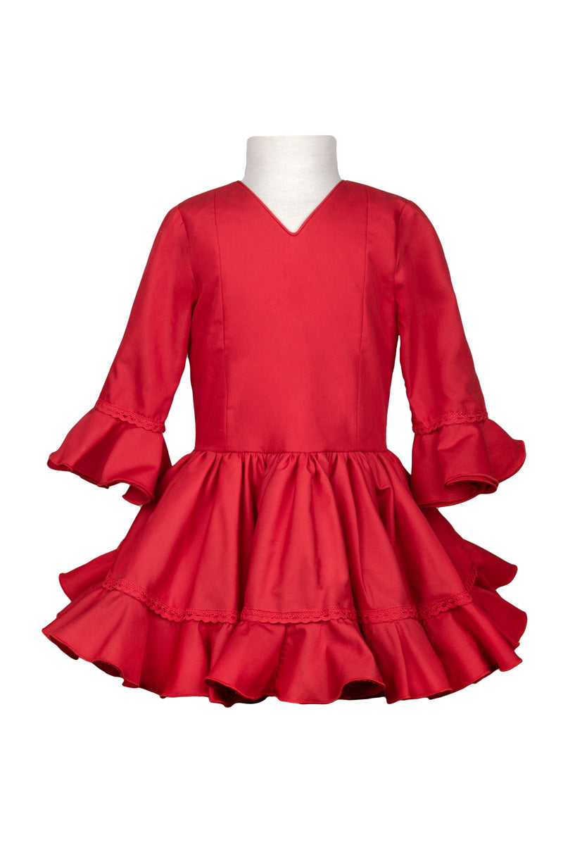 Traje de flamenca corto para niña de capa rojo MiBebesito