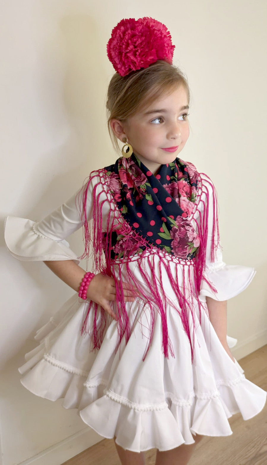 Traje de flamenca corto de capa blanco MiBebesito