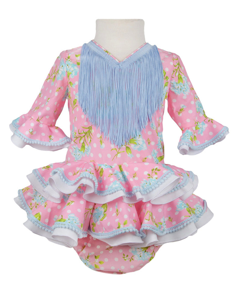 Traje de flamenca de bebé rosa lunar - MiBebesito