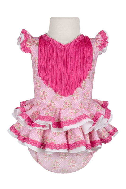 Vestido de bebé rosa flor fucsia