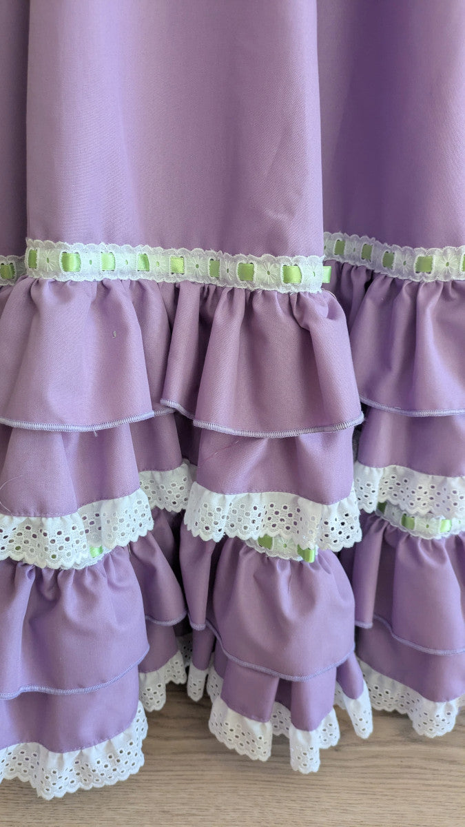 Vestido flamenca malva y lima tira bordada blanca MiBebesito
