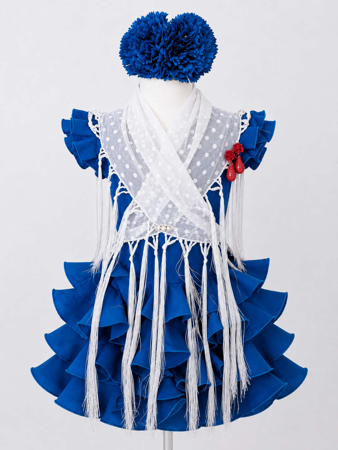 Mantoncillo De Flamenca De Plumeti Blanco Para Niña - MiBebesito