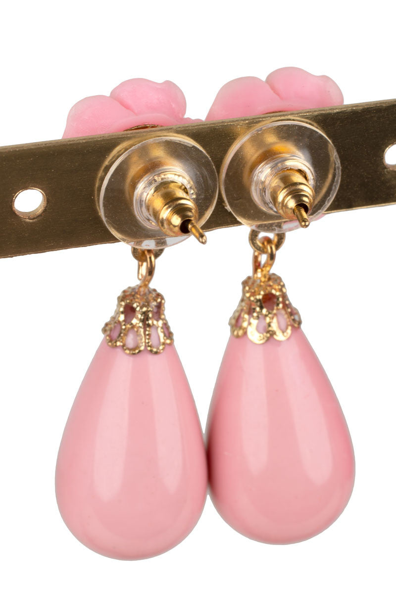 Pendientes flamenca para niña en forma de lágrima con flor varios colores - MiBebesito