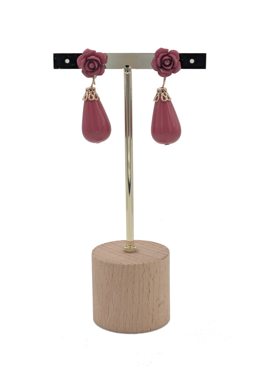 Pendientes flamenca para niña en forma de lágrima con flor varios colores - MiBebesito