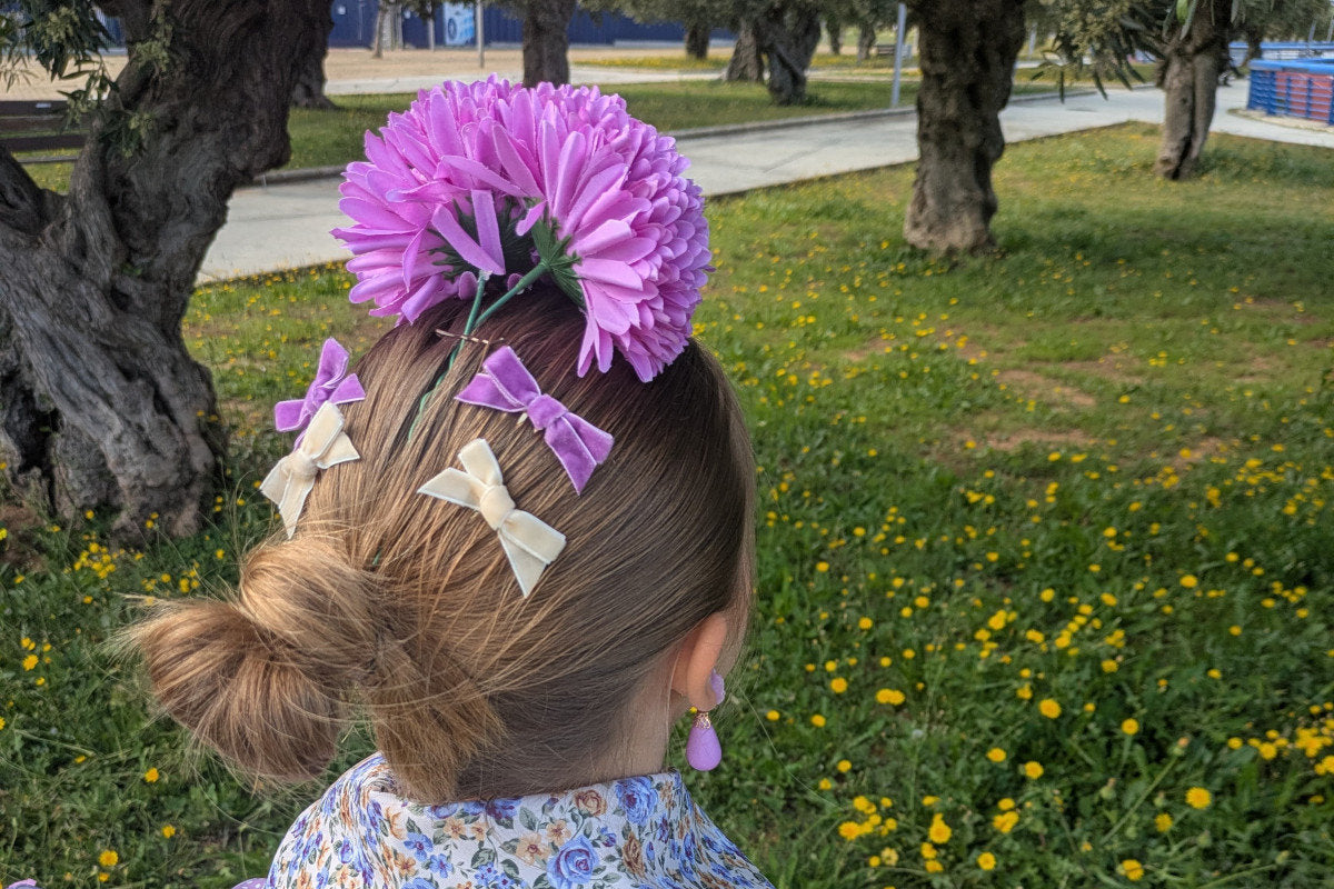 Peinecillos Lazo Terciopelo Niña (2 Uds) - Accesorios Para el Pelo MiBebesito