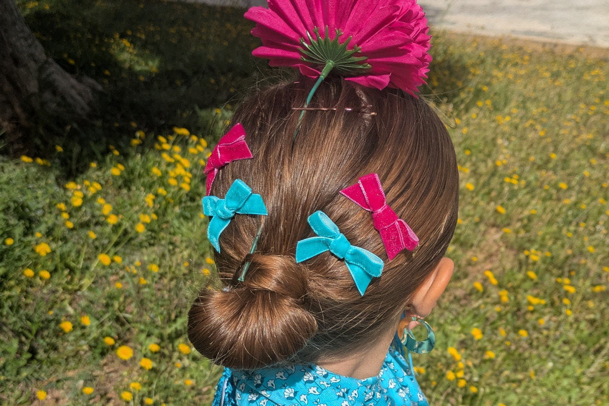 Peinecillos Lazo Terciopelo Niña (2 Uds) - Accesorios Para el Pelo MiBebesito