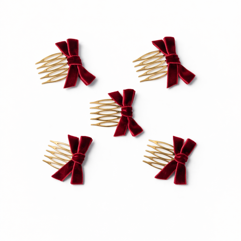 Peinecillos Lazo Terciopelo Para Niña (Pack 2 Unidades)