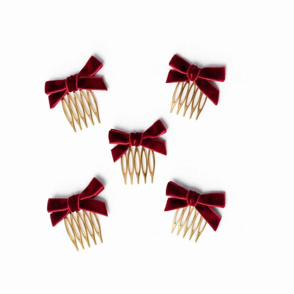 Peinecillos Lazo Terciopelo Para Niña (Pack 2 Unidades)