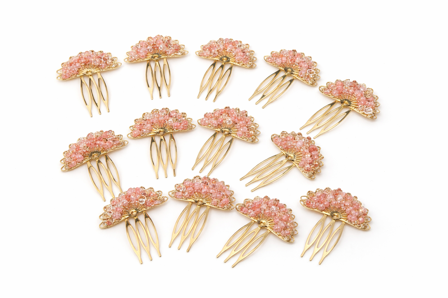 Peinecillo para el pelo abanico piedras rosa