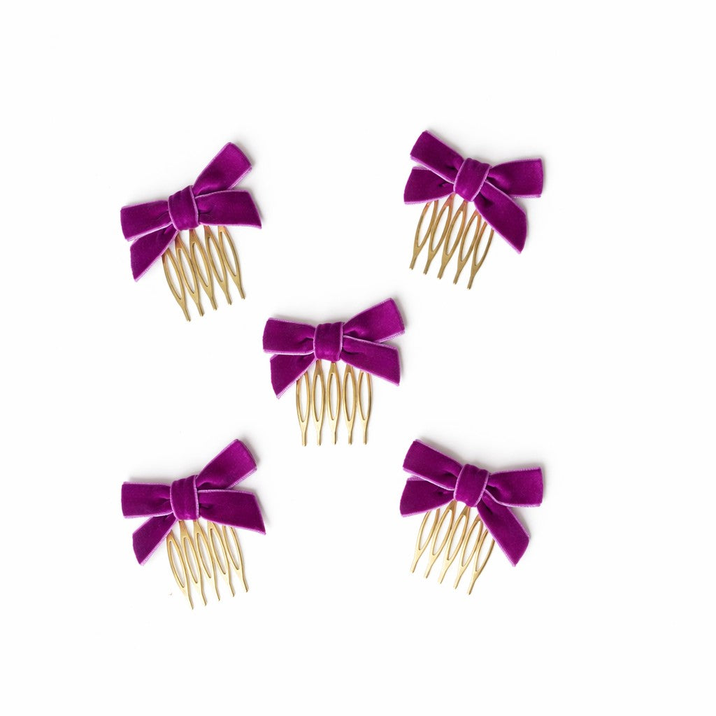 Peinecillos Lazo Terciopelo Para Niña (Pack 2 Unidades)