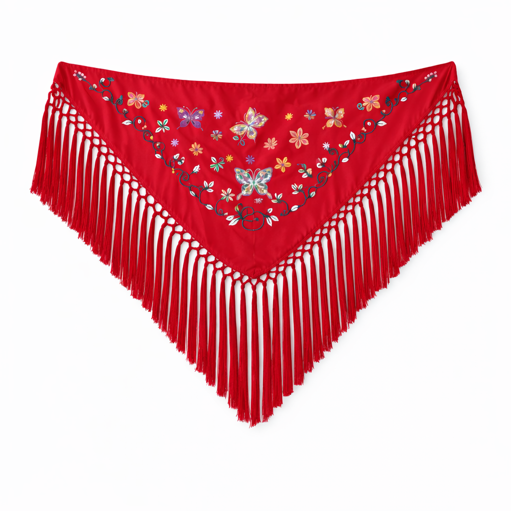 Mantoncillo Bordado Rojo Mariposas
