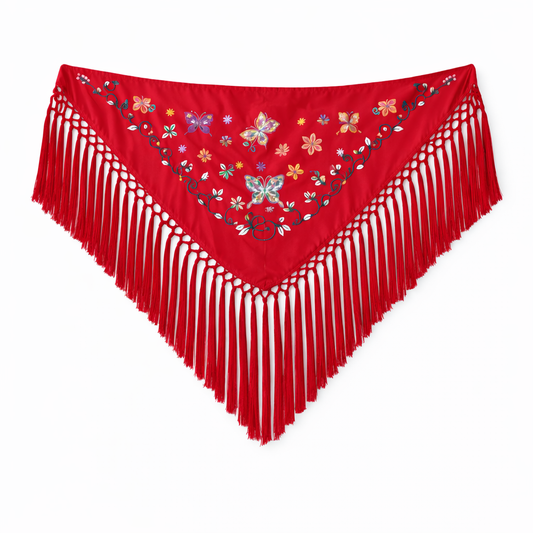 Mantoncillo Bordado Rojo Mariposas