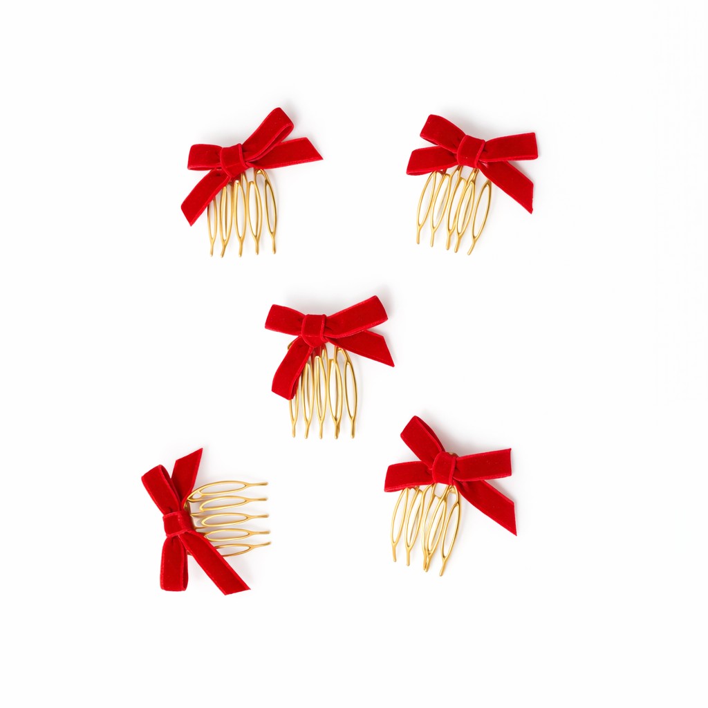 Peinecillos Lazo Terciopelo Para Niña (Pack 2 Unidades)