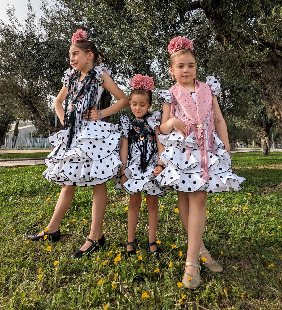 Traje de flamenca niña lunar negro MiBebesito