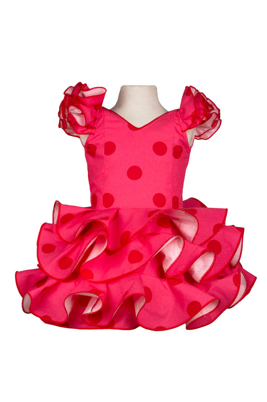 Vestido flamenca corto niña rosa fucsia