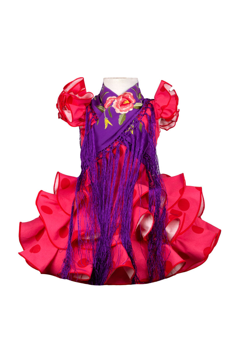 Vestido flamenca corto niña rosa fucsia