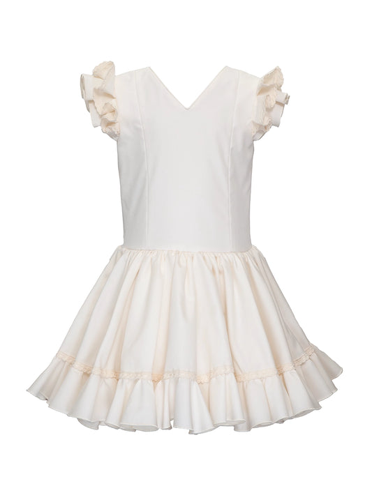 Traje de flamenca para niña marfil falda capa MiBebesito