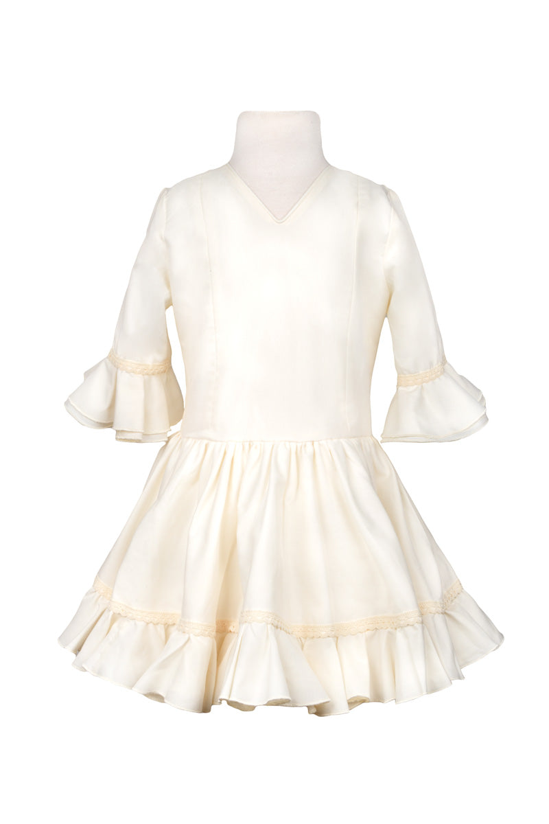 Traje de flamenca para niña marfil falda capa MiBebesito