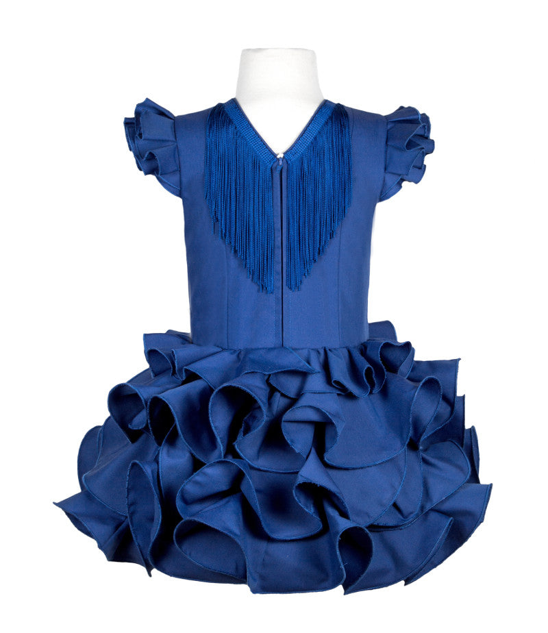 Traje de flamenca niña básico azul eléctrico